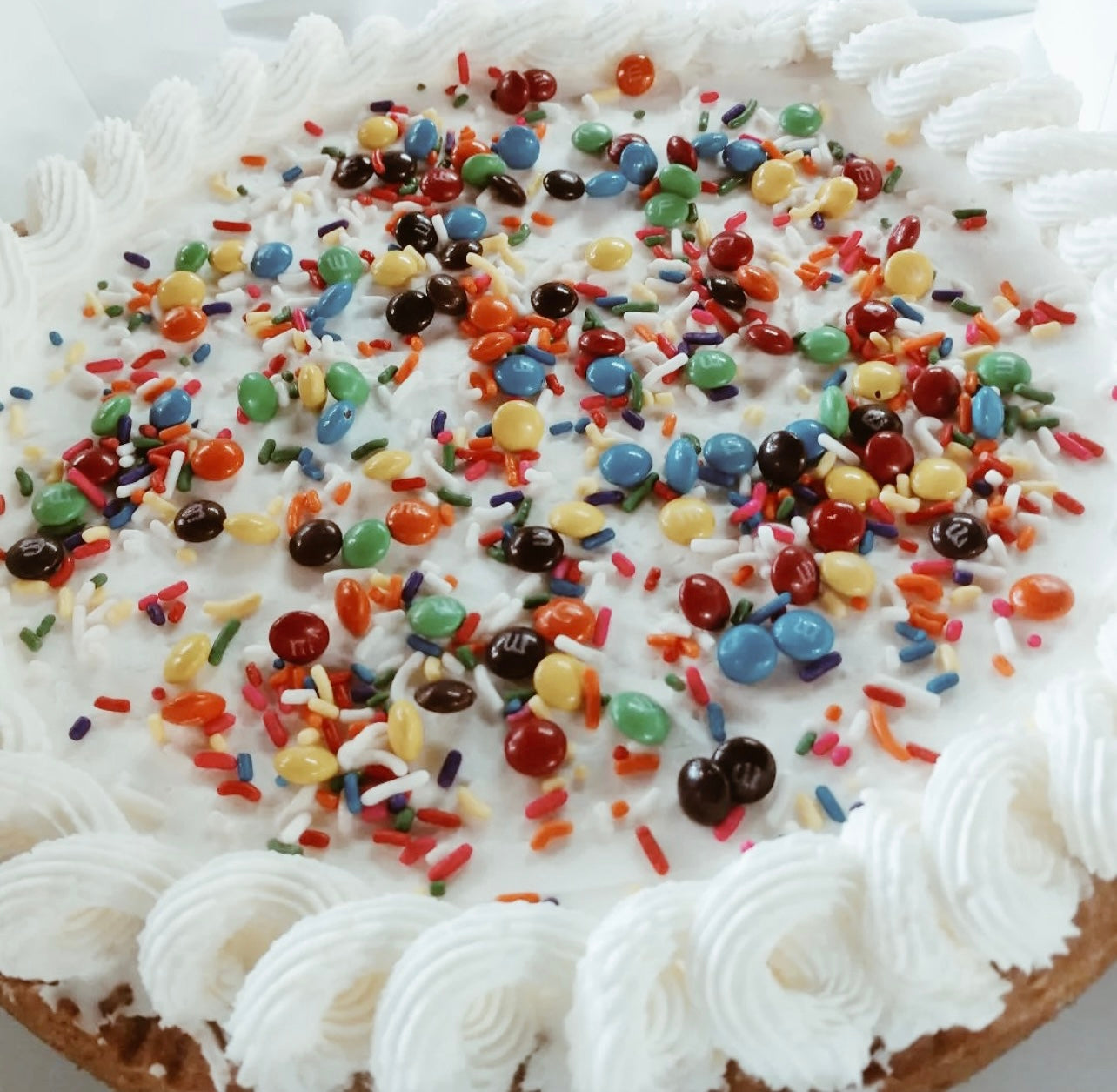 M&M Funfetti Chocolate Chip Cookie Cake